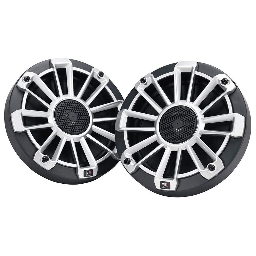 Nautic MB Quart Premium Outdoor Waterproof 6.5 Inch Coaxial Marine Speaker Pair with 3 Removable Grill Color Options, Black