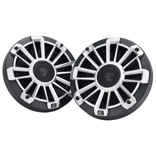Nautic MB Quart Premium Outdoor Waterproof 6.5 Inch Coaxial Marine Speaker Pair with 3 Removable Grill Color Options, Black