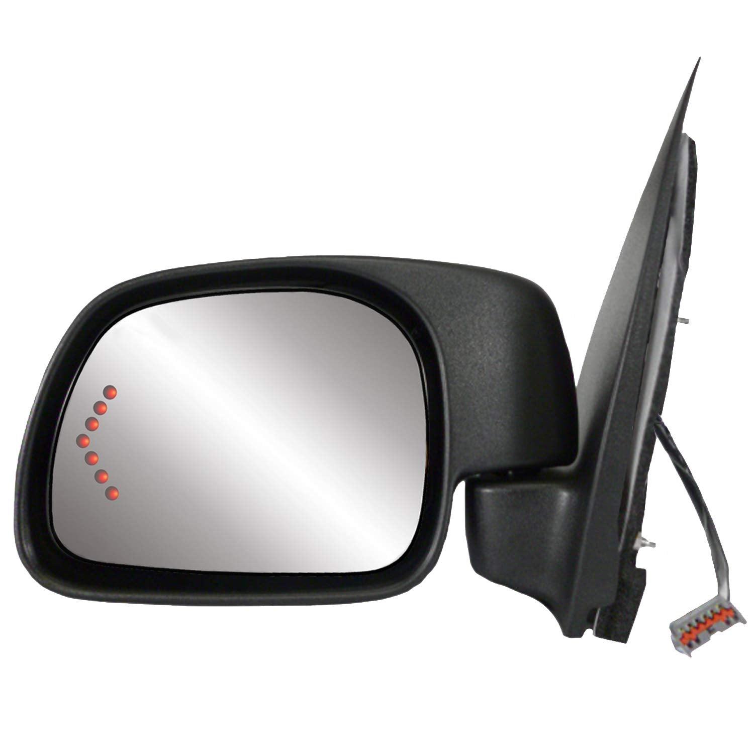 Fit System Side Driver Mirror for Ford Excursion LED Arrow Turn Signal, Textured Black, Heated Power, Foldaway