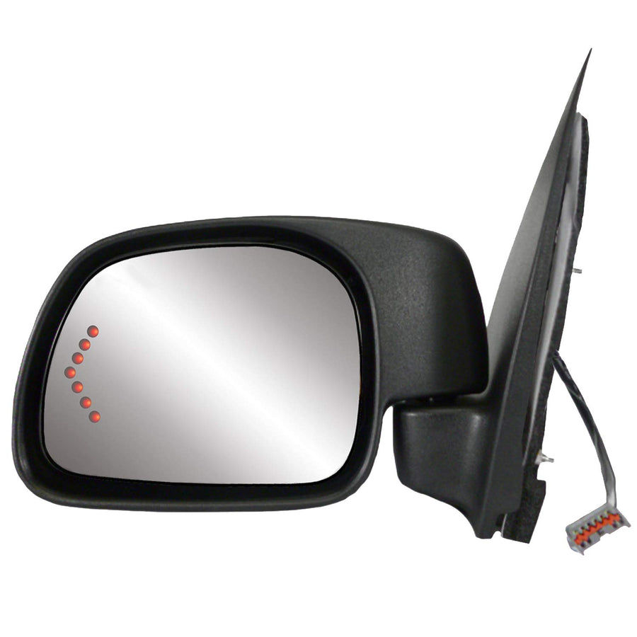 Fit System Side Driver Mirror for Ford Excursion LED Arrow Turn Signal, Textured Black, Heated Power, Foldaway