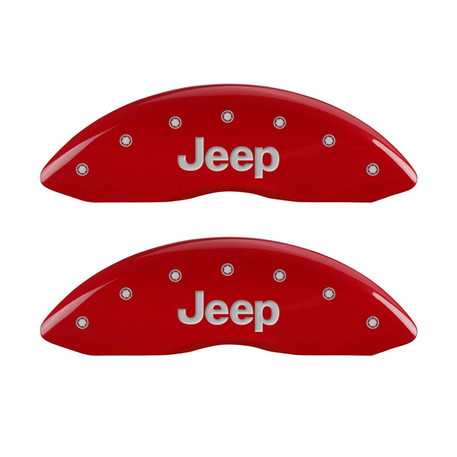 MGP Caliper Covers 'JEEP' 42003SJEPRD Engraved Caliper Cover with Red Powder Coat Finish and Silver Characters, (Set of 4)