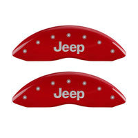 Caliper Covers MGP 42005SJEPRD 'JEEP' Engraved with Red Powder Coat Finish and Silver Characters, (Set of 4)