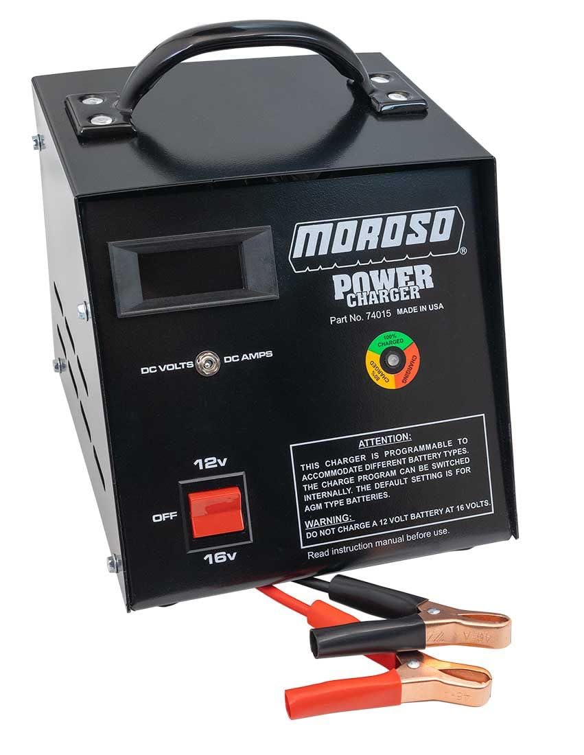 Battery Charger Moroso 74015, Use w/ 12V and 16V Systems, Replaces 74016