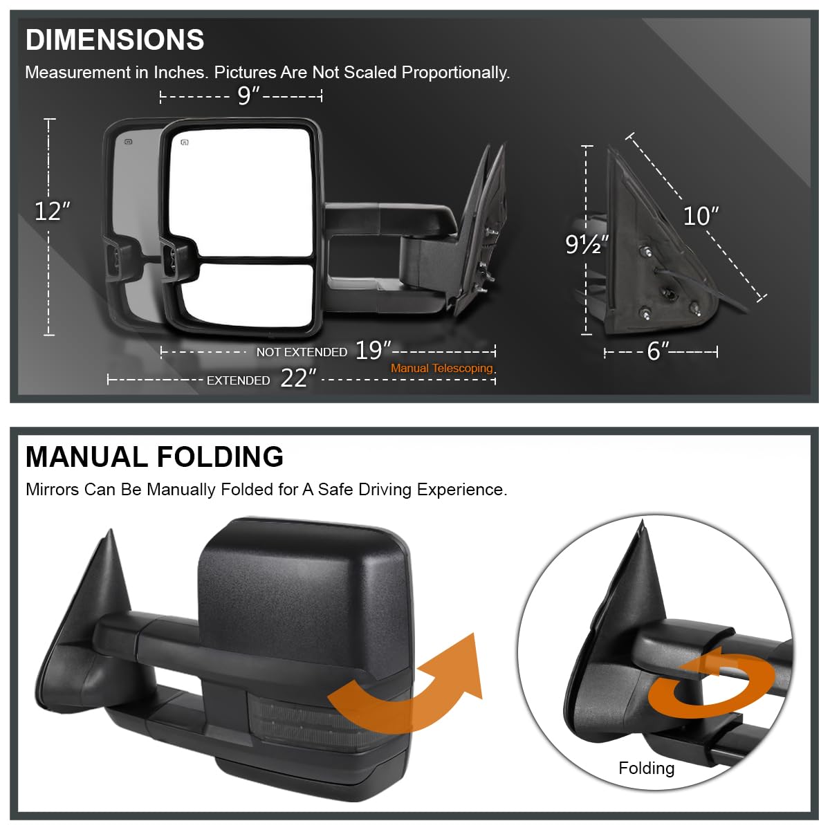 Spec-D Tuning Power + Heated Facelift Style Tow Mirrors w/Smoke LED Signal Compatible with 1999-2002 Chevy Silverado GMC Sierra Left + Right Pair