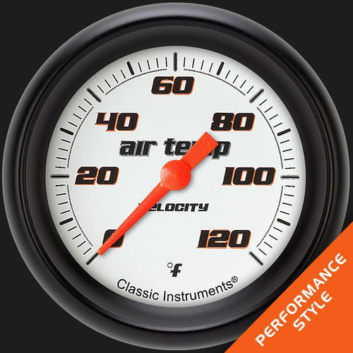 Velocity Classic Instruments White 2 5/8" Outside Air Temperature Gauge Full Sweep VS399WBPF