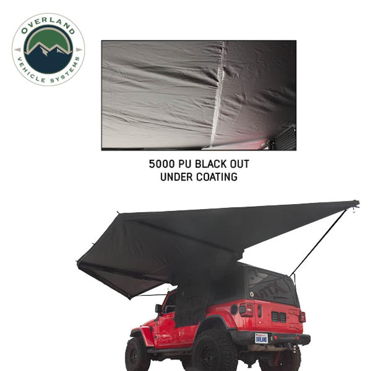 XD Nomadic 180 Awning Overland Vehicle Systems with Built in LED Lighting | Black Out Body and Trim | Includes Black Travel Bag