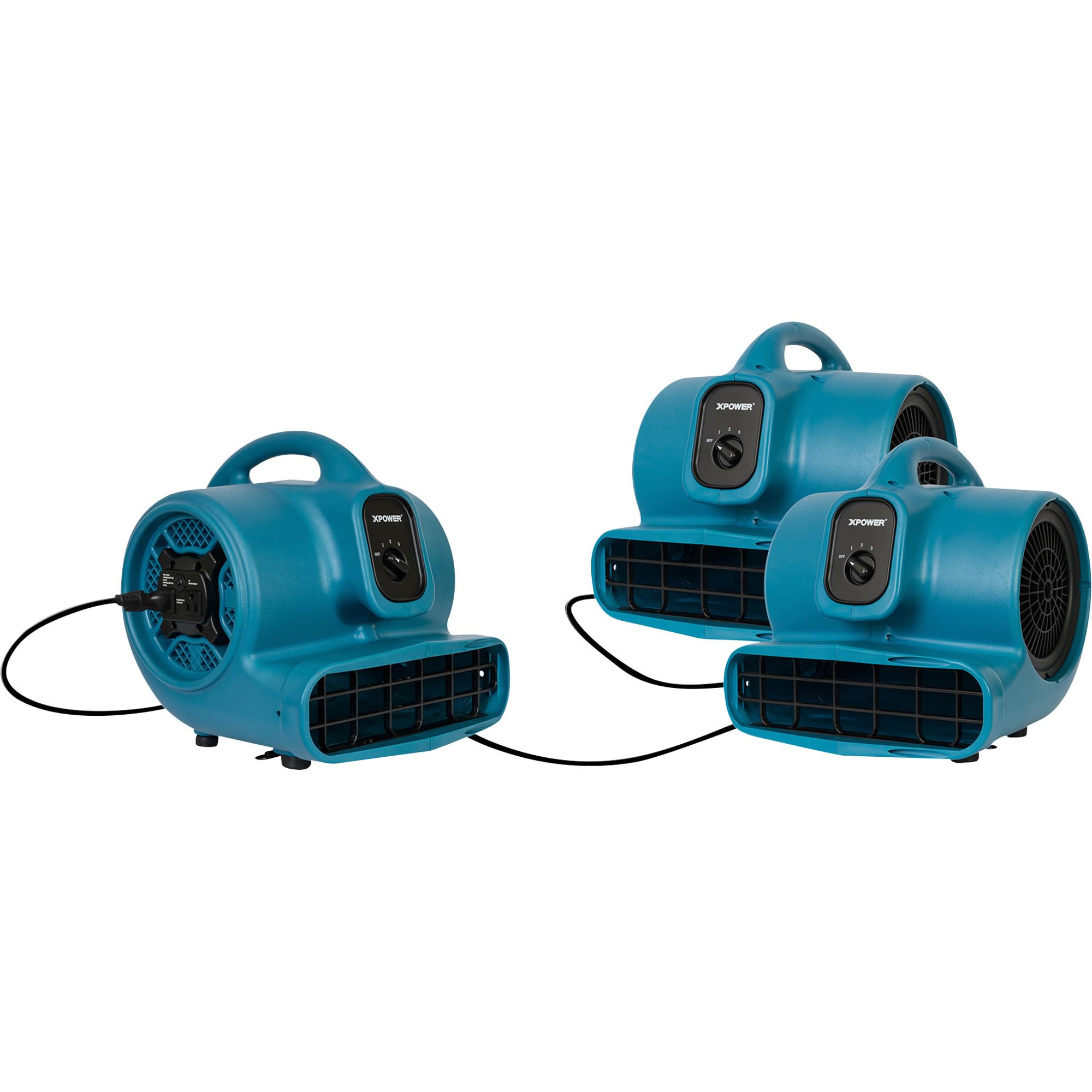 XPOWER 1/4 HP X-400A Pro 1600 CFM Centrifugal Air Mover, Carpet Dryer, Floor Fan, Blower, Daisy Chain, for Water Damage Restoration, Janitorial, Plumbing, Home Use, Blue