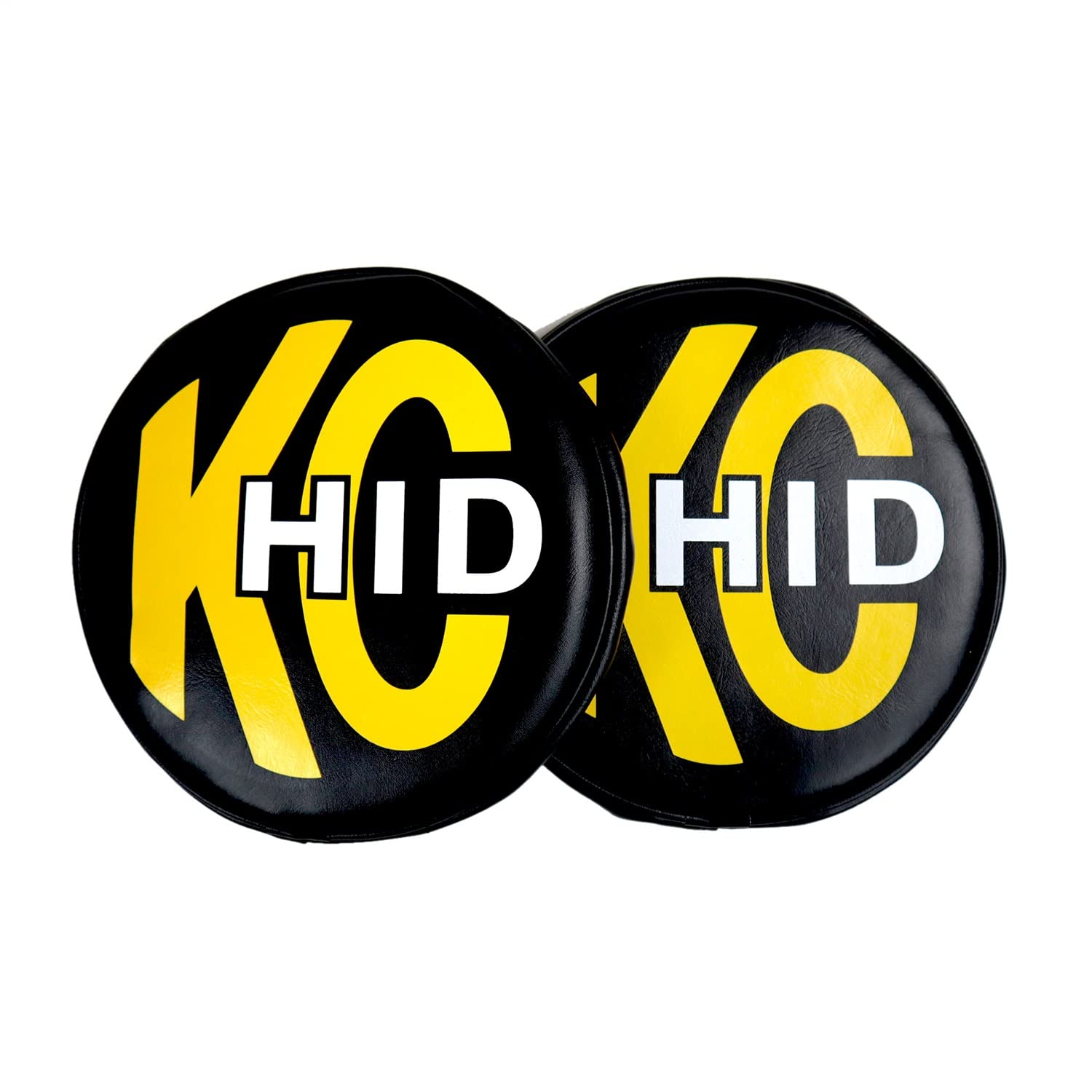 KC HiLiTES 8" Light Cover - Soft Vinyl - Black w/Yellow KC HID Logo - Pair (5818)