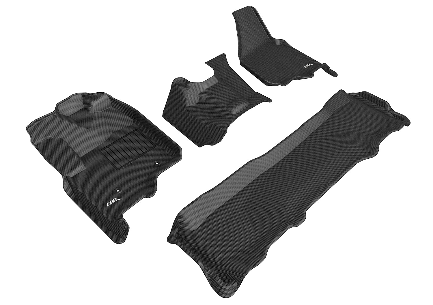 Kagu 3D MAXpider Custom Fit Floor Mat (Black) for 2012-2016 Ford F-250 / F-350 / F-450 SUPERCREW - 1ST Row 2ND Row