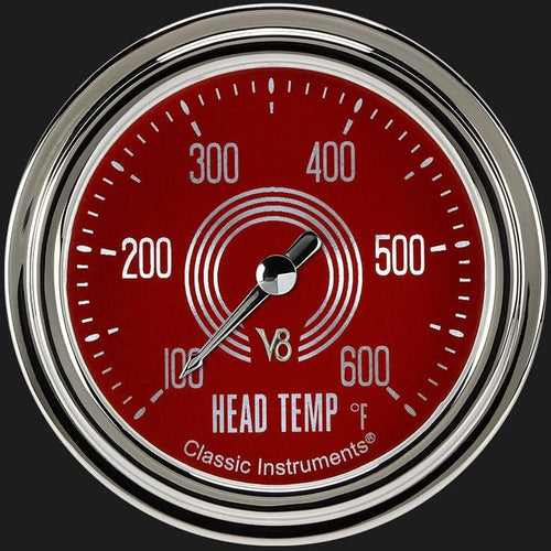 V8 Red Steelie Classic Instruments V8RS397SLC 2 5/8" Cylinder Head Temperature Gauge