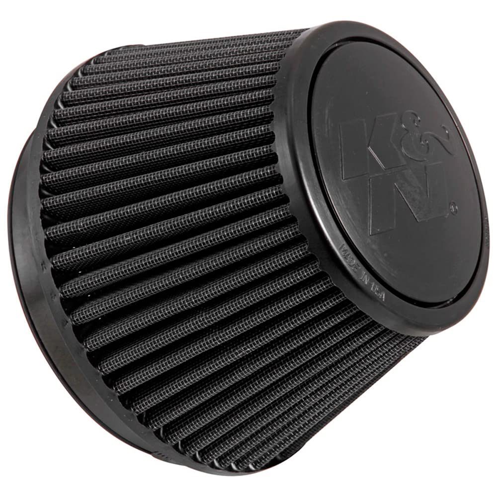 K&N Lifetime Universal Clamp-On Air Filter: Dry Synthetic, Washable, Oil-Free: Flange Diameter: 6 In, Filter Height: 4.875 In, Flange Length: 1 In, Shape: Round Tapered, RU-3106HBK