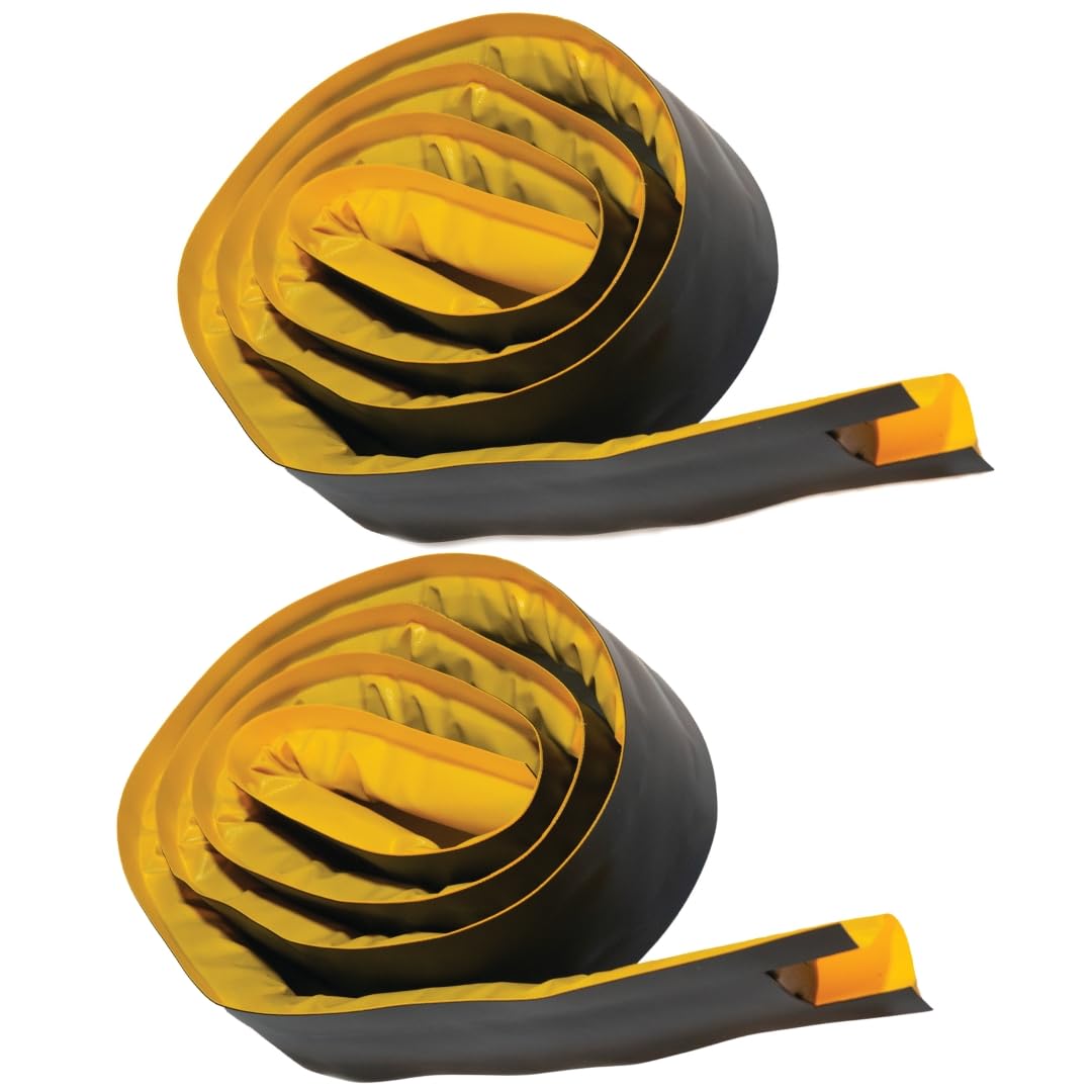 Justrite Fuel Spill Containment Curbs Make-A-Berm™ 5' Long x 6" High Straight Section Set (2 Pieces), Custom Chemical Spill Containment Berm System, Yellow PVC Coated Fabric, Made in The USA, 28488