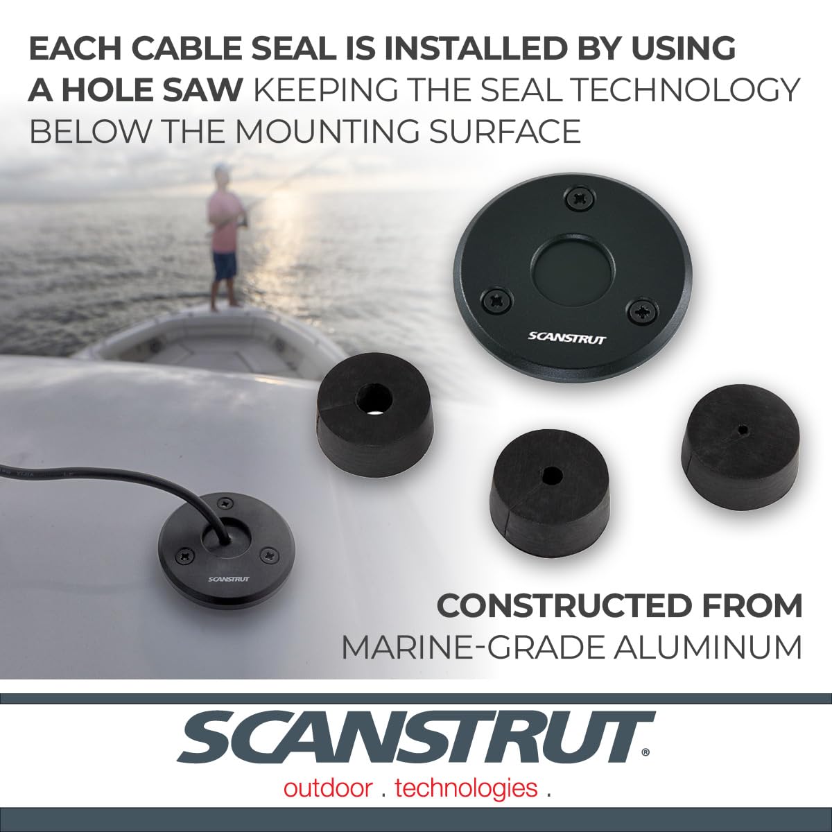 Low Profile Cable Seal, Scanstrut DS-LP-21A-BLK - Anodised Aluminium Black