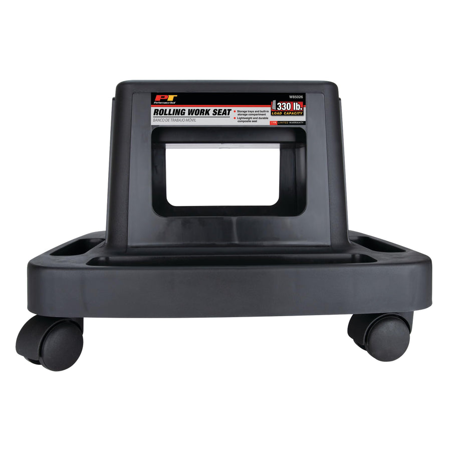 Multi-Slot Creeper Performance Tool W85026 Rolling Work Seat with Storage Tray for Mechanic Garages and Workshops, Black/Red, 18x13.4x12.4-Inches