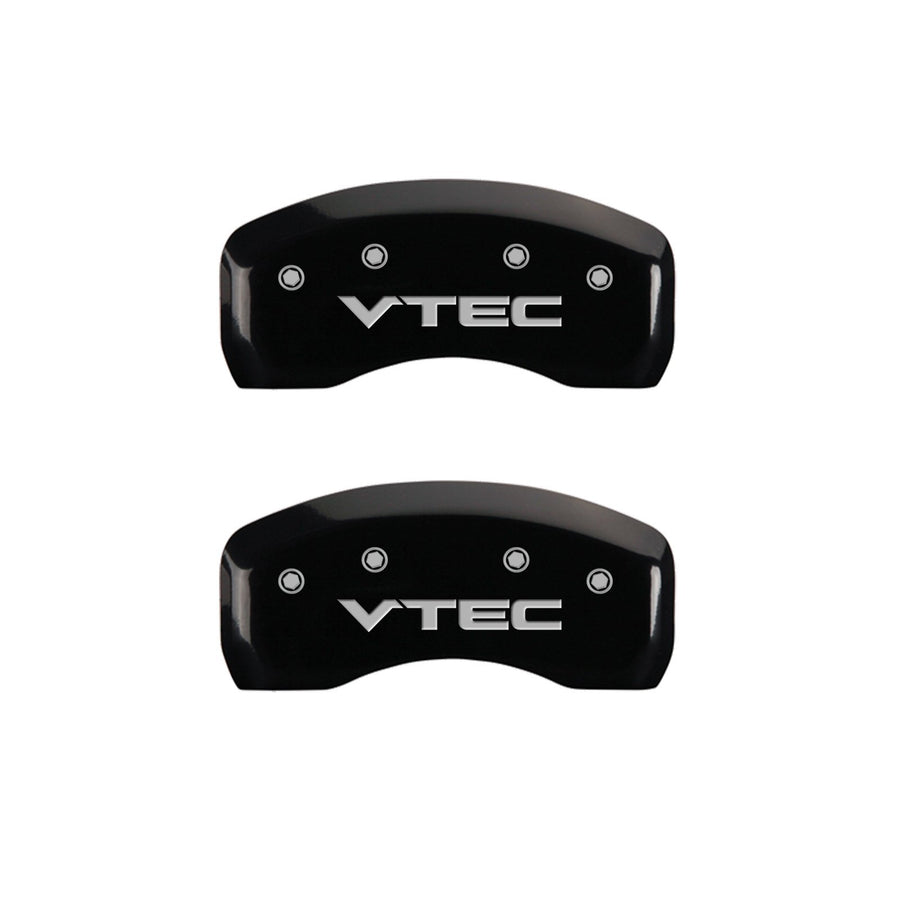 MGP Caliper Covers Front and Rear 20196SVTCBK Black Powder Coat Finish, Set of 4 (Vtech Silver Characters, Engraved)