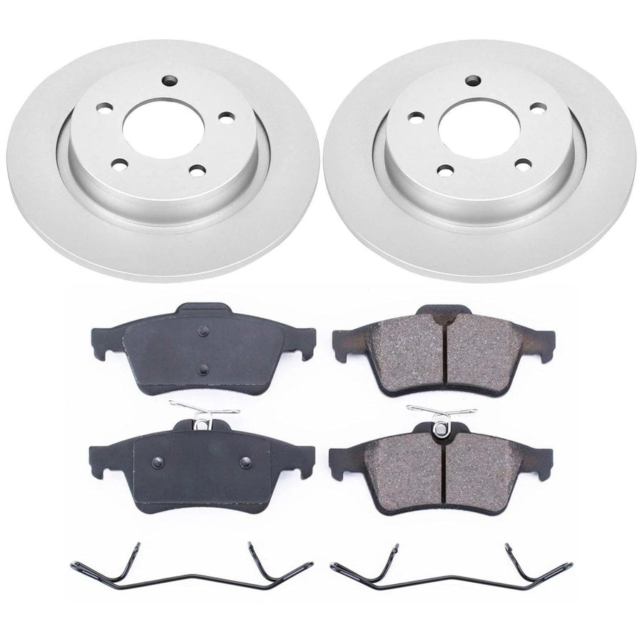 Power Stop Coated Brake Rotor CRK129 & Ceramic Brake Pads- rear For Mazda 3 2004-2013 [Model Specific]