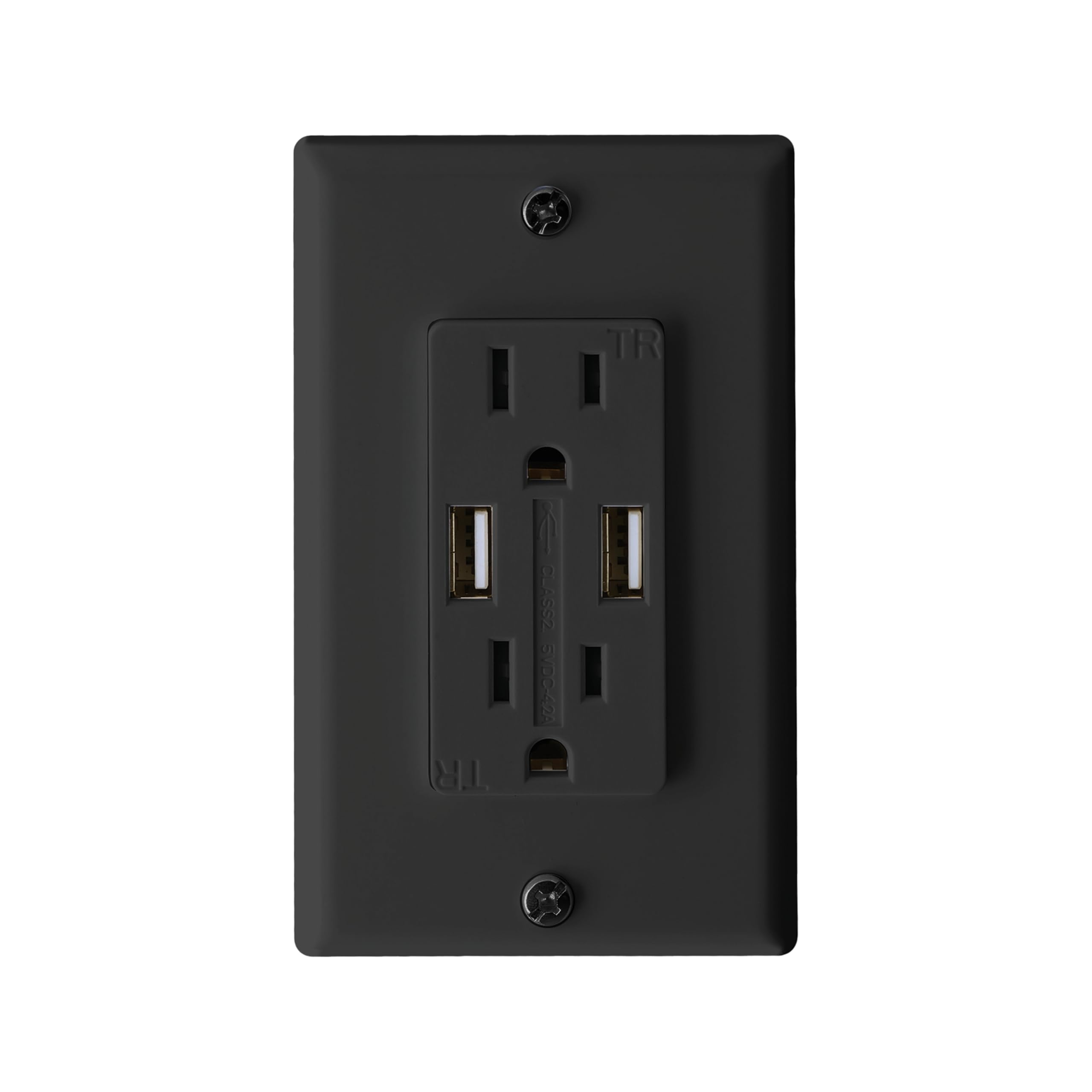 AC Dual Outlet RV Designer S860 with Cover & 2 USB Charge Ports, Black