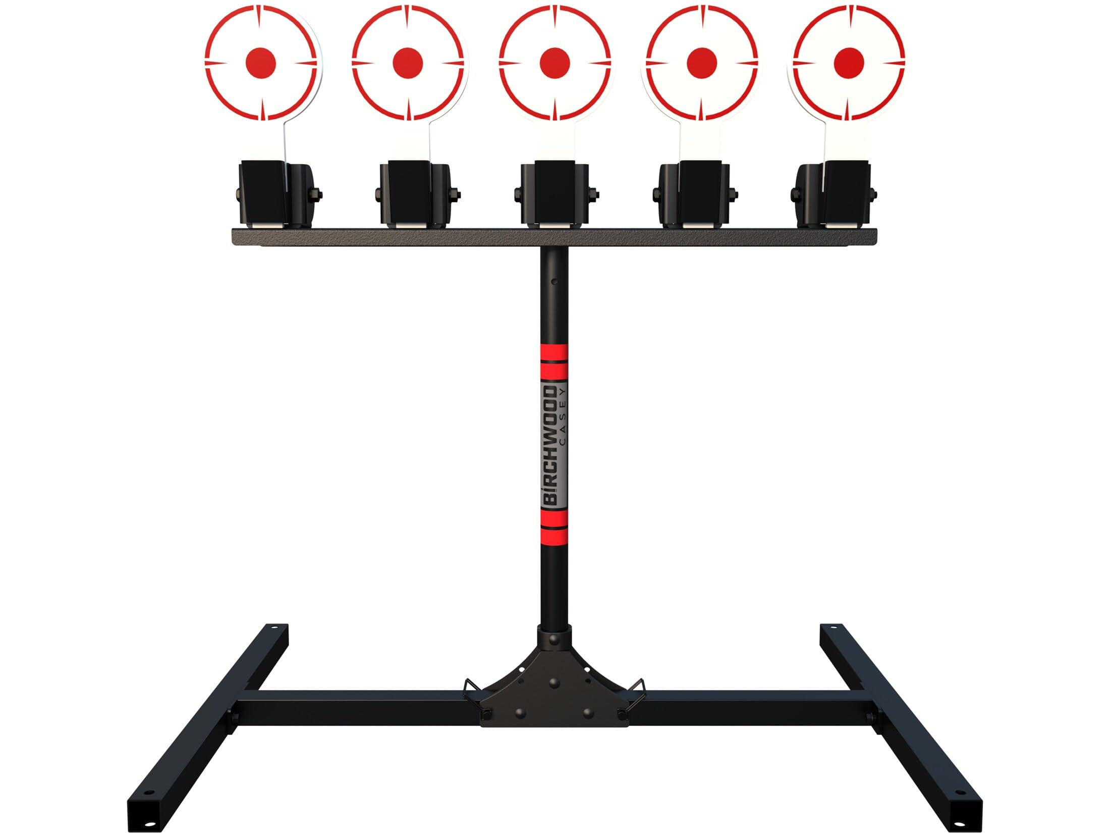 5 Birchwood Casey Spring Loaded Self-Resetting 6" Diameter Targets with Plate Rack & Folding Target Stand - Durable Long-Lasting Metal Standing Target for Shooting
