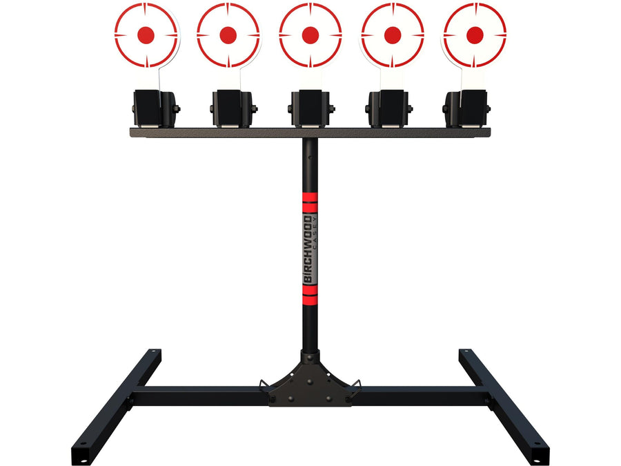 5 Birchwood Casey Spring Loaded Self-Resetting 6" Diameter Targets with Plate Rack & Folding Target Stand - Durable Long-Lasting Metal Standing Target for Shooting