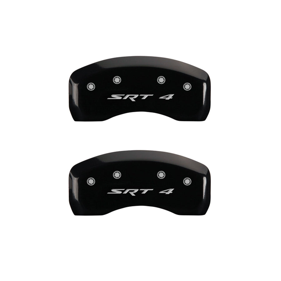 MGP Caliper Covers 12127SSR4BK Front and Rear Caliper Cover, Black Powder Coat Finish, Set of 4 (SRT4 Silver Characters, Engraved)