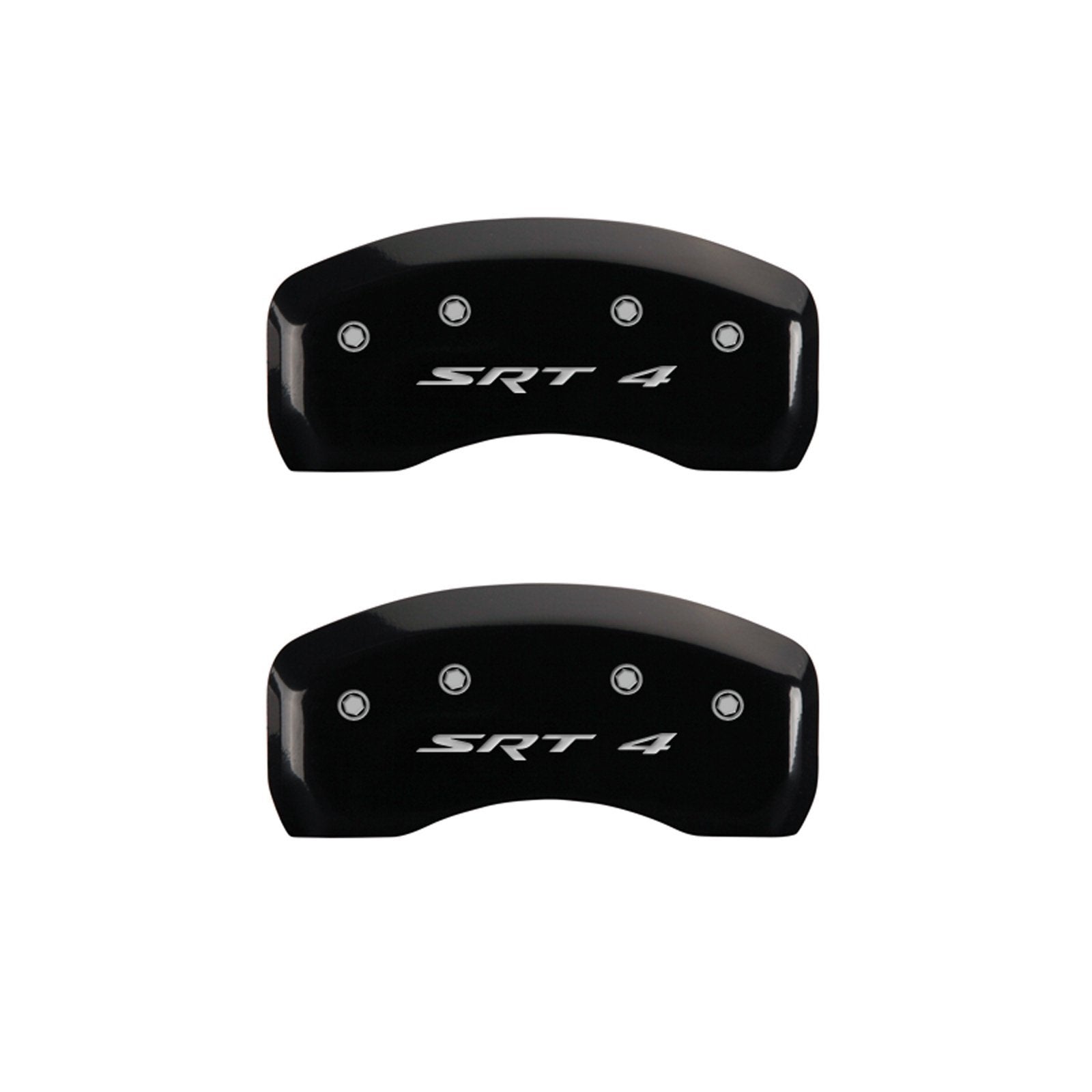 MGP Caliper Covers 'SRT44' 12192SSR4BK Engraved Caliper Cover with Black Powder Coat Finish and Silver Characters, (Set of 4)
