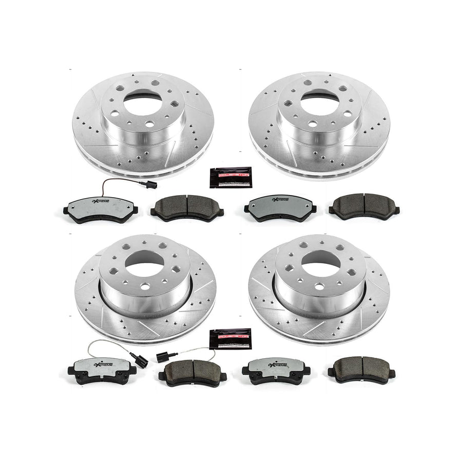 Power Stop Brake Kit Front and Rear For 2014 2015 Ram ProMaster 1500 2014 2015 Ram ProMaster 2500 - Truck & Tow Carbon Fiber Ceramic Pads & Drilled and Slotted Rotors Replacement, K7304-36