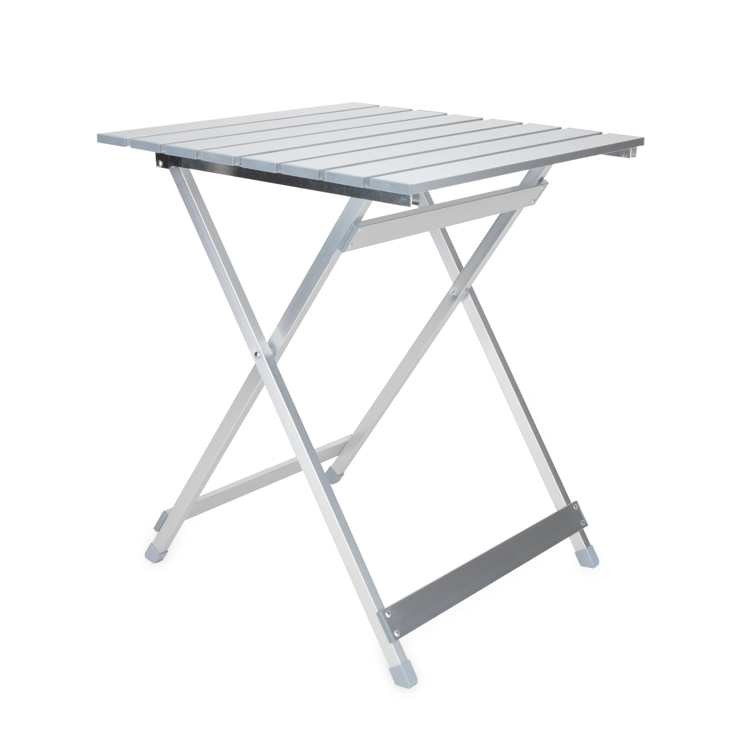 Camco Large Side Table Aluminum - Features Easy Setup & Supports Up to 110lbs - 19.5 L x 20” W x 24.25” H - Great for Camping, RVing & More - Folds to 2” (W) for RV Storage and Organization (51891)