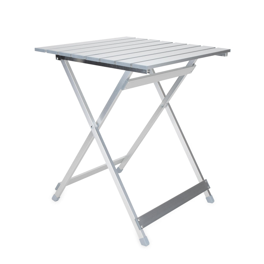 Camco Large Side Table Aluminum - Features Easy Setup & Supports Up to 110lbs - 19.5 L x 20” W x 24.25” H - Great for Camping, RVing & More - Folds to 2” (W) for RV Storage and Organization (51891)