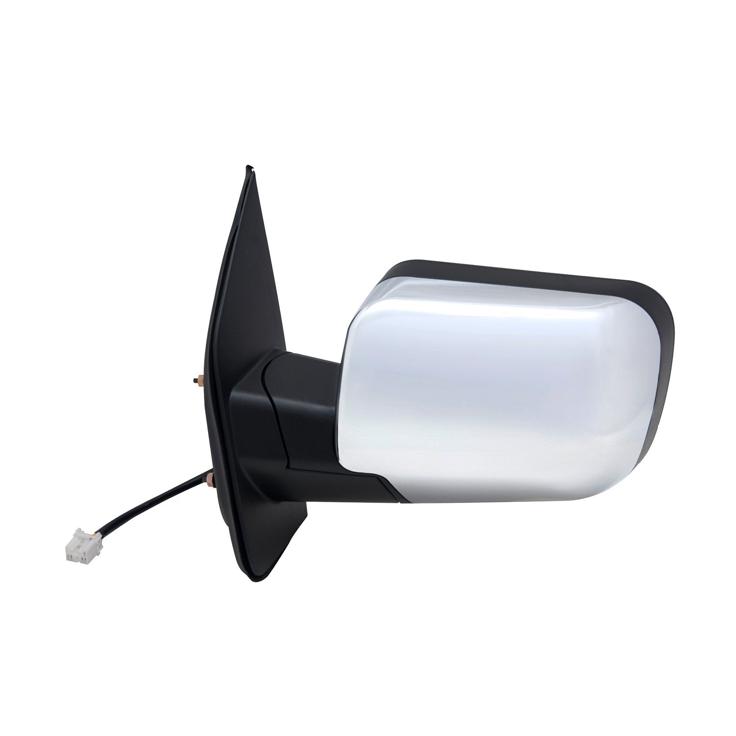 Mirror Driver Side for Nissan Titan SV Model, Textured Black w/Chrome Cover, Foldaway, Power