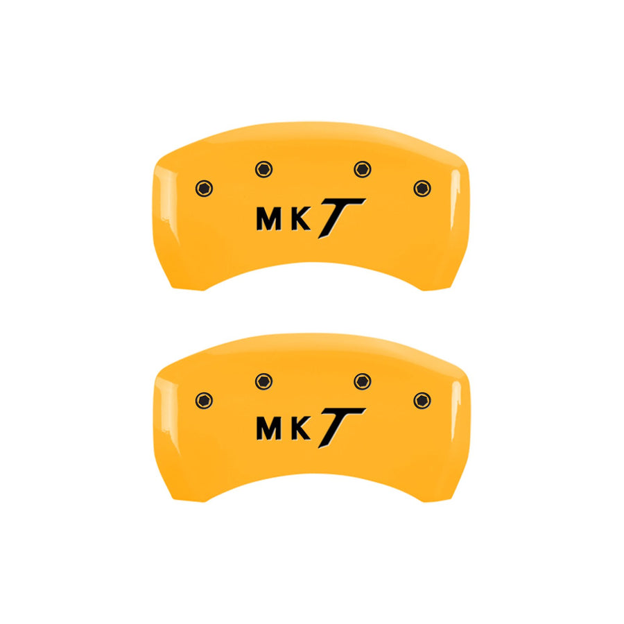 Caliper Covers MGP 36020SLMTYL, Set of 4 (Yellow Engraved Front: Lincoln - Engraved Rear: MKT Powder Coat Finish Black Characters)