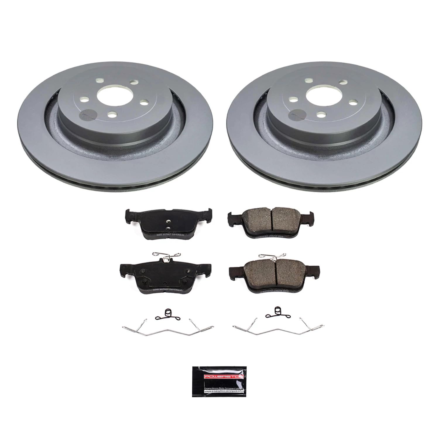 Power Stop CRK8544 Rear Brake Rotor and Pad Kit Geomet Coated For Ford Edge 2019-2021, Lincoln Nautilus 2019-2021 [Model Specific]