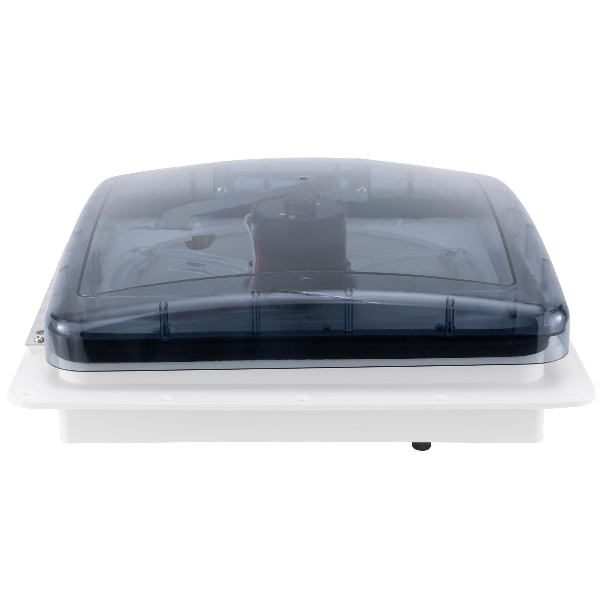Zephyr RV HENG'S INDUSTRIES 14" Roof Vent Fan | Clear Lid | Manaul Crank | White Screen Frame, Collar, & 6" Square Garnish | SV0112-G4 / 70112V-G4