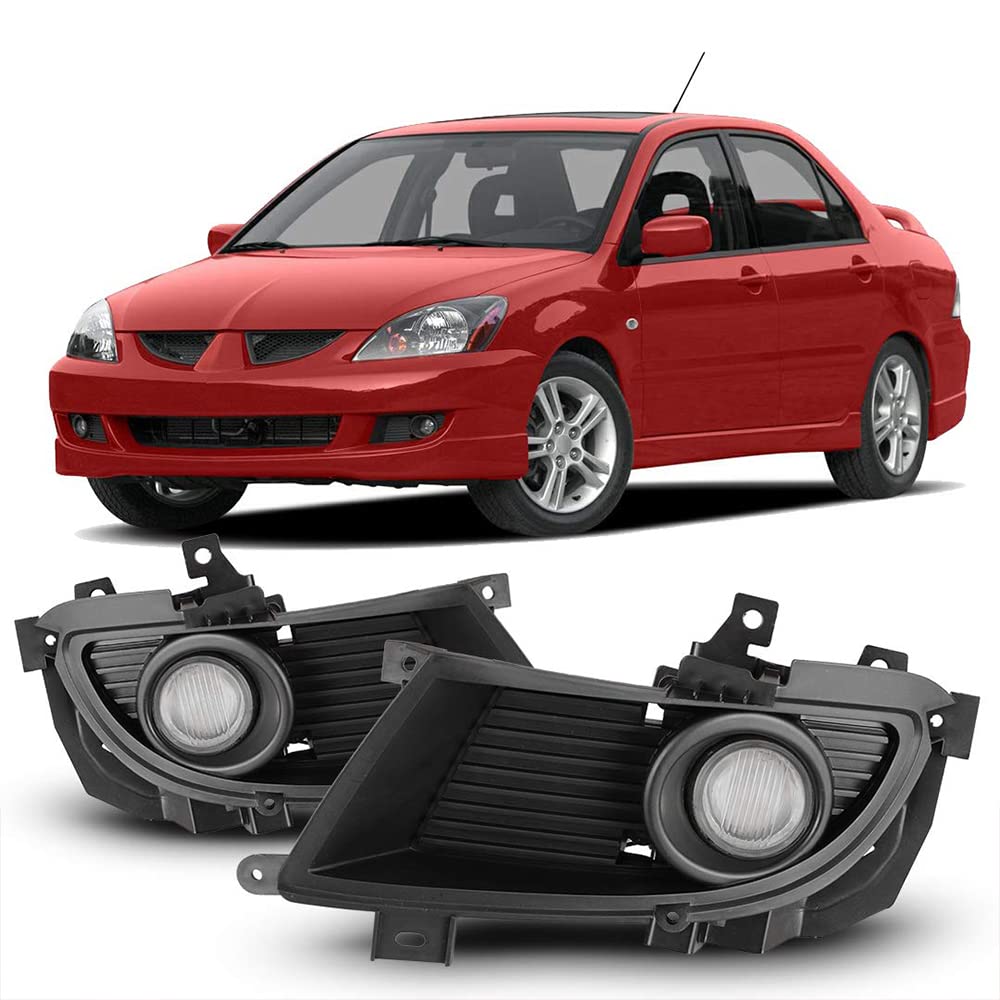 Driving Fog Lights Winjet Compatible with [2004-2005 Mitsubishi Lancer] + Switch + Wiring Kit, Clear lens, WJ30-0171-09