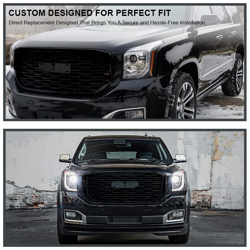 Denali Style Mesh Front Hood Grill Grille Spec-D Tuning Compatible with 2015-2020 GMC Yukon/Yukon XL