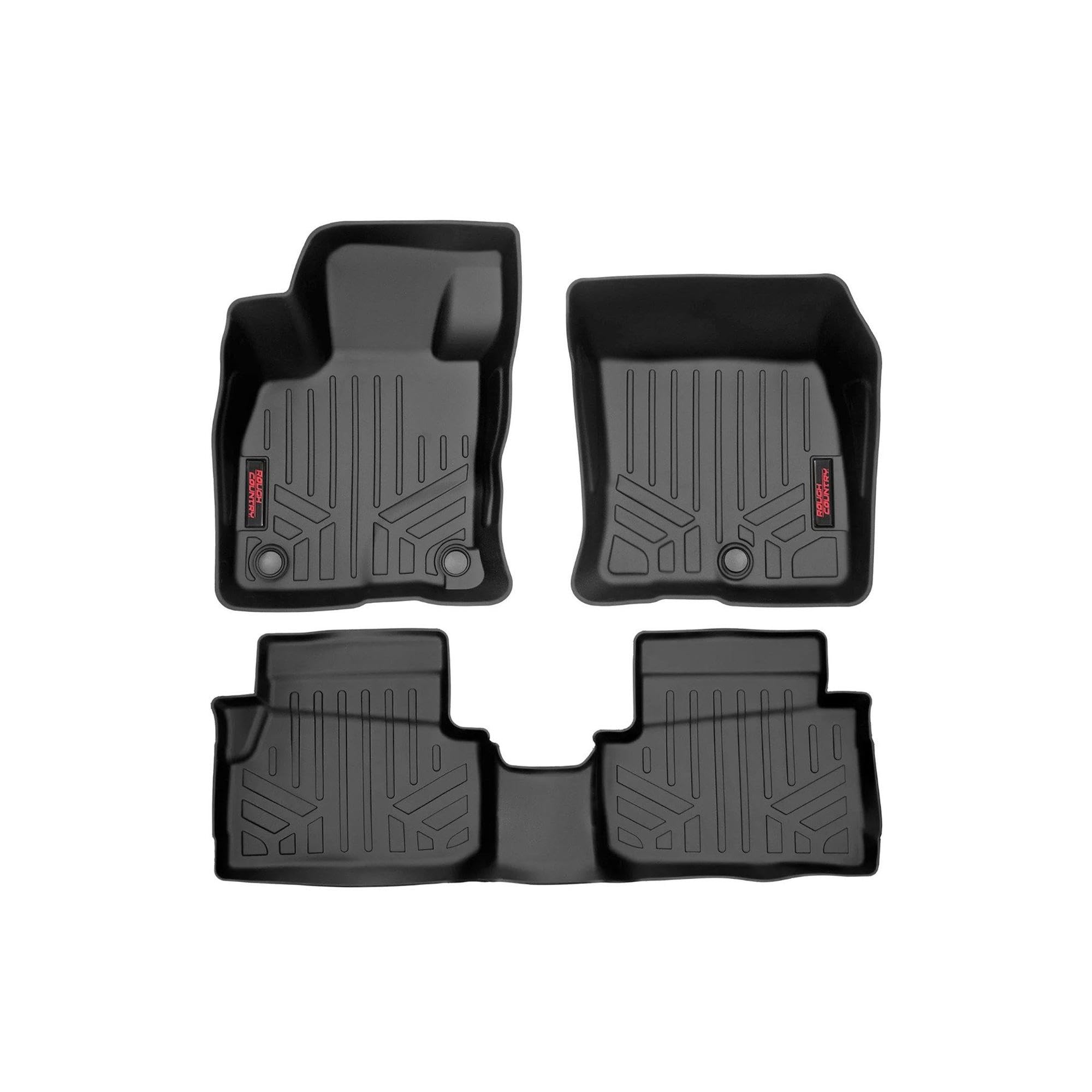Floor Mats Rough Country for Ford Maverick (2022-2025) - Non-Slip Waterproof Flexible Floor Mat, Front & Rear Set