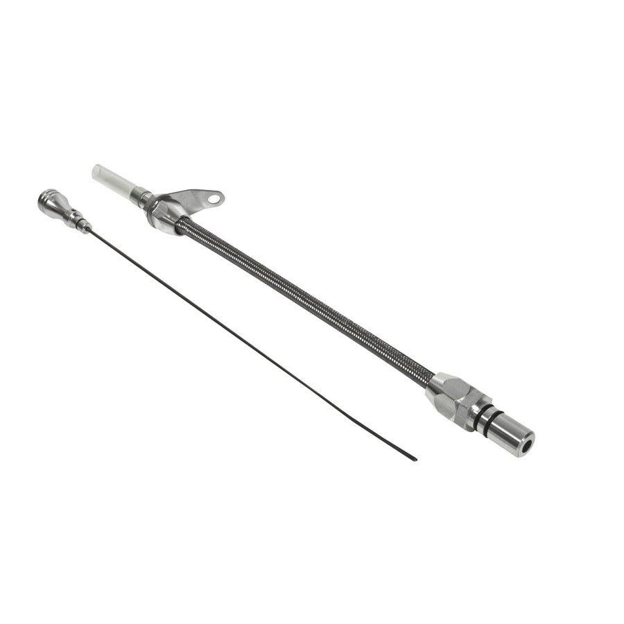 B&M Braided Aluminum 22165 Bell Housing Mount Transmission Dipstick for GM Turbo 350 Transmission