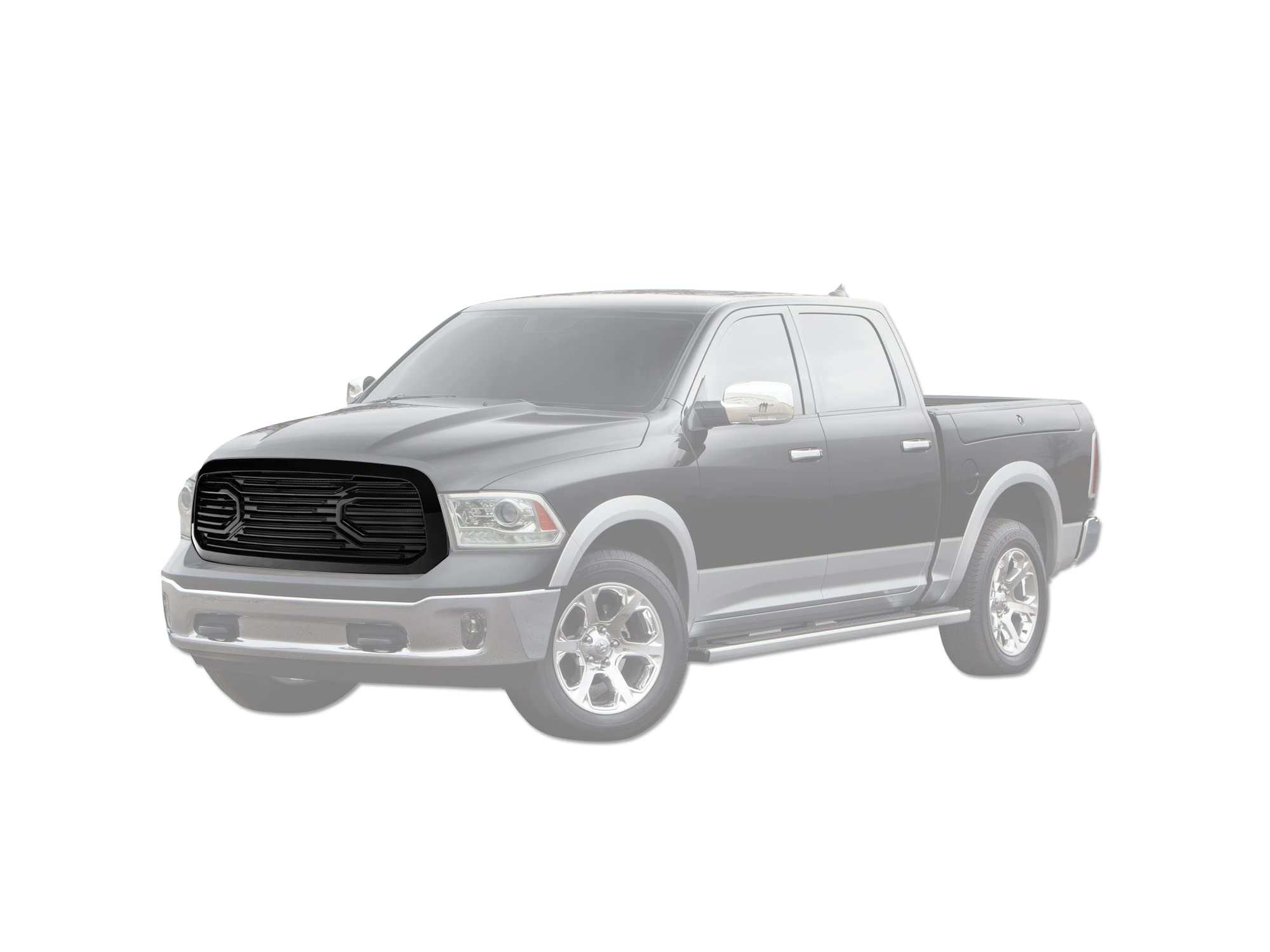 Big Horn Armordillo USA 7178397 Horizontal Front Hood Grille - Gloss Black Fits 2013-2018 Dodge Ram 1500