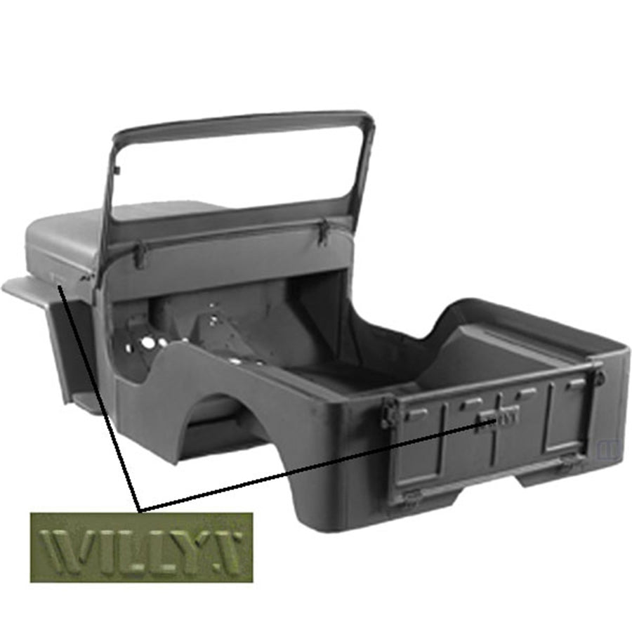 DMC-693197 | Omix-Ada Body Tub Kit, Reproduction, Steel, Willys Script | OE Reference: CBK055 | Fits 1953-1968 Willys CJ3B