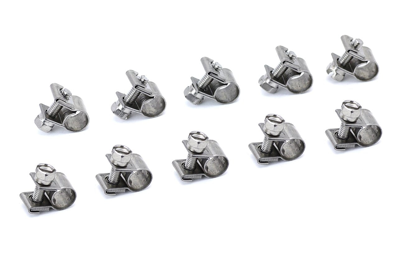 HPS Performance Stainless Steel No.10 Fuel Injection Hose Clamps 10pc Pack 5/16" - 25/64" (8mm - 10mm),Polish,FIC-8x10
