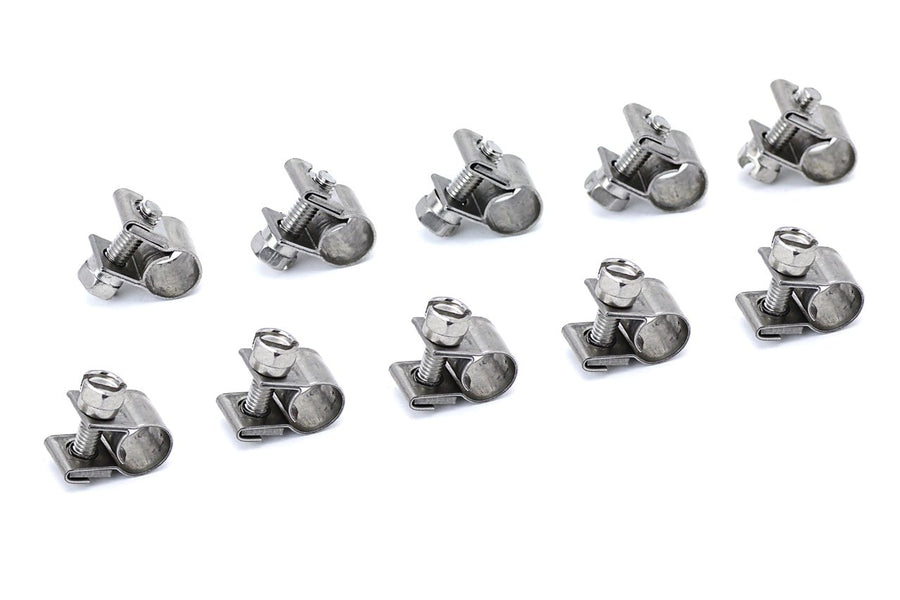 HPS Performance Stainless Steel No.10 Fuel Injection Hose Clamps 10pc Pack 5/16" - 25/64" (8mm - 10mm),Polish,FIC-8x10
