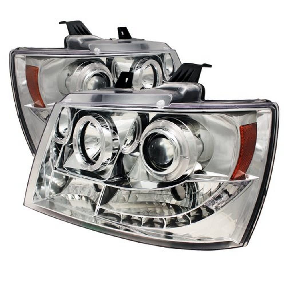 Chevy Suburban 1500/2500 07-14 / Spyder Chevy Tahoe 07-14 / Avalanche 07-14 Projector Headlights - LED Halo - LED (Replaceable LEDs) - Chrome - High H1 (Included) - Low H1 (Included)