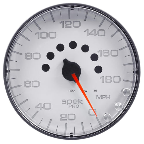 Speedometer Auto Meter P230128, 5", 180 Mph, Elec. Programmable, White/Black, Spek-Pro