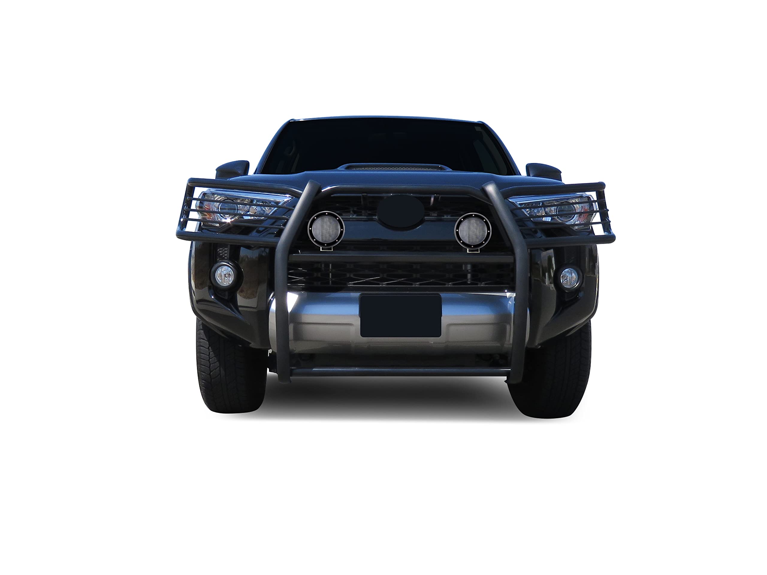 Bumper Guard Modular Black Black Horse Grille Brush Come with Pair of 5.3" Dia.LED Lights with Black Trim Rings Compatible with 2010-2024 Toyota 4Runner-17TU31MA-PLFB