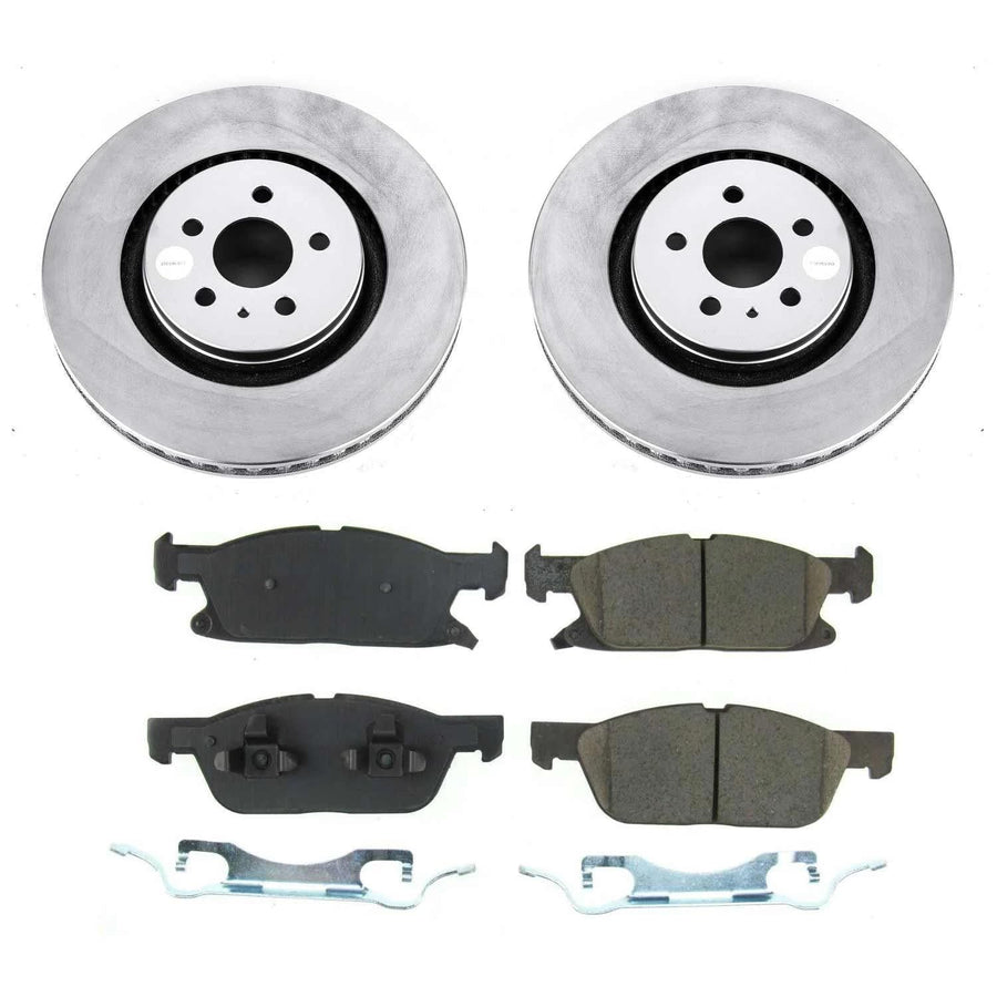 Power Stop Z17 Front Coated Rotor Kit-Coated Brake Rotors, Ceramic Brake Pads For 2019-2021 Ford Edge, Lincoln Nautilus [Model Specific]