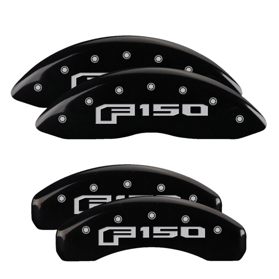 Brake Caliper Covers MGP - Compatible with 2021+ Ford F-150 (Requires 18"+ Wheels) Powder-Coated Finish, 4 PCS Front and Rear (Black - F-150 Engraving)