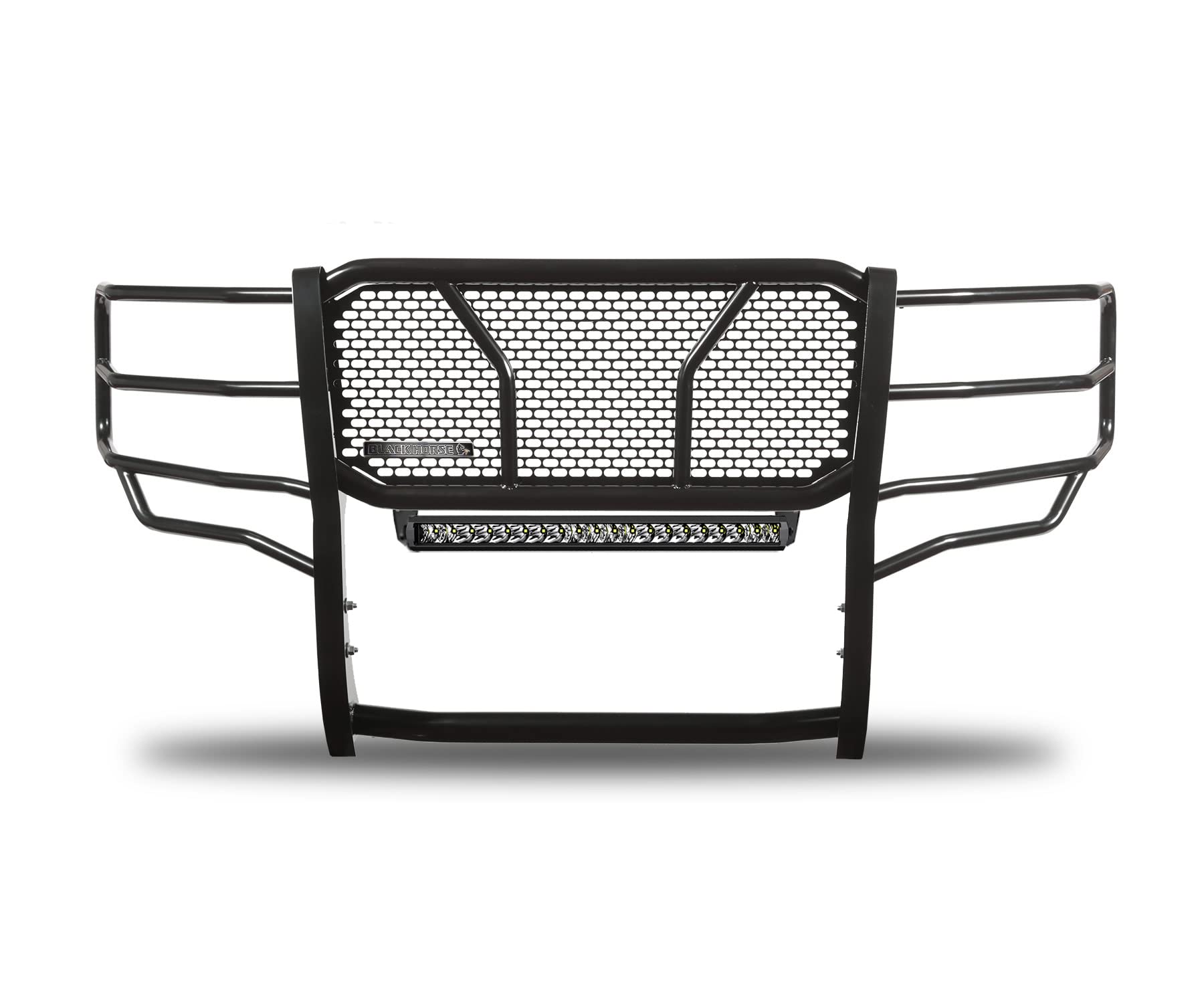 RUGGED Black Horse Heavy Duty Grille Brush Bumper Guard Modular Black Compatible with 2021-2024 Ford F-150-RU-FOF116-B-K2