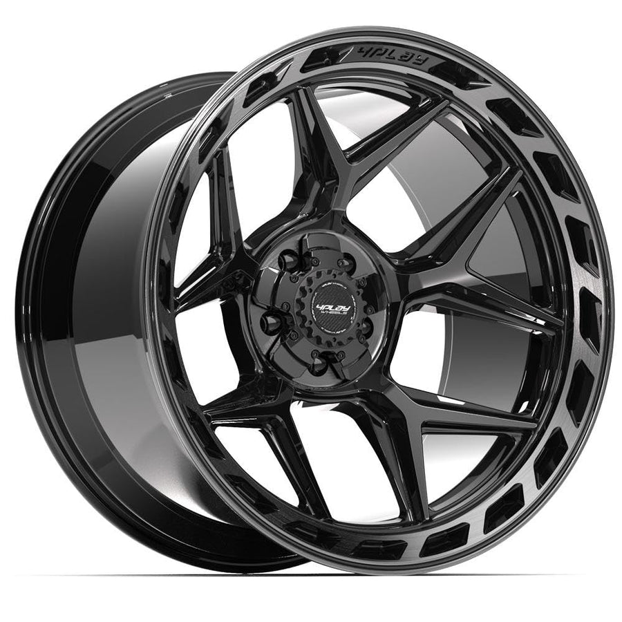 4Play Wheels 22X12 4P55-22120-5D55-44BBT: Gen3 5X5" & 5X5.5" -44Et In Gloss Black W/Brushed Face & Tinted Clear