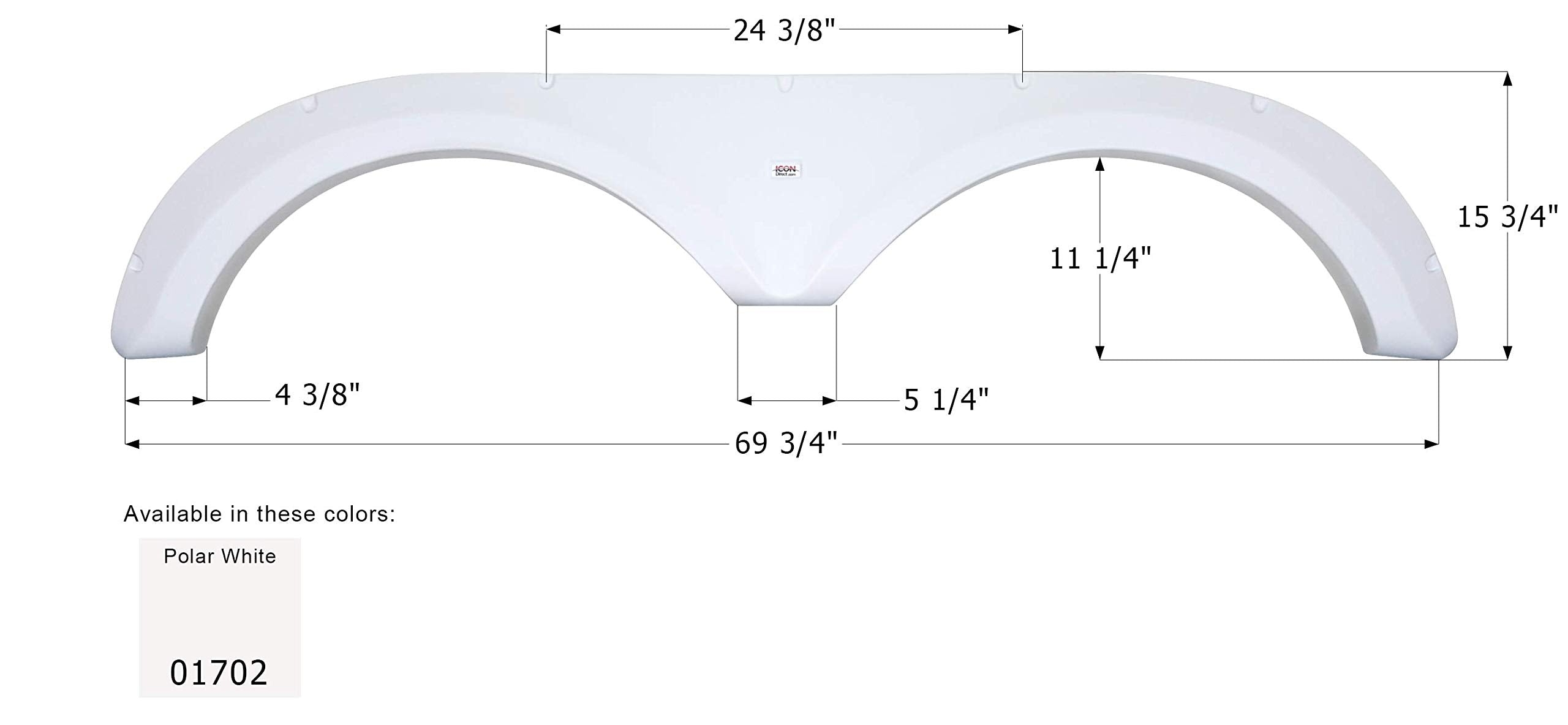Tandem Axle Fender Skirt ICON 01702 for Jayco - Polar White
