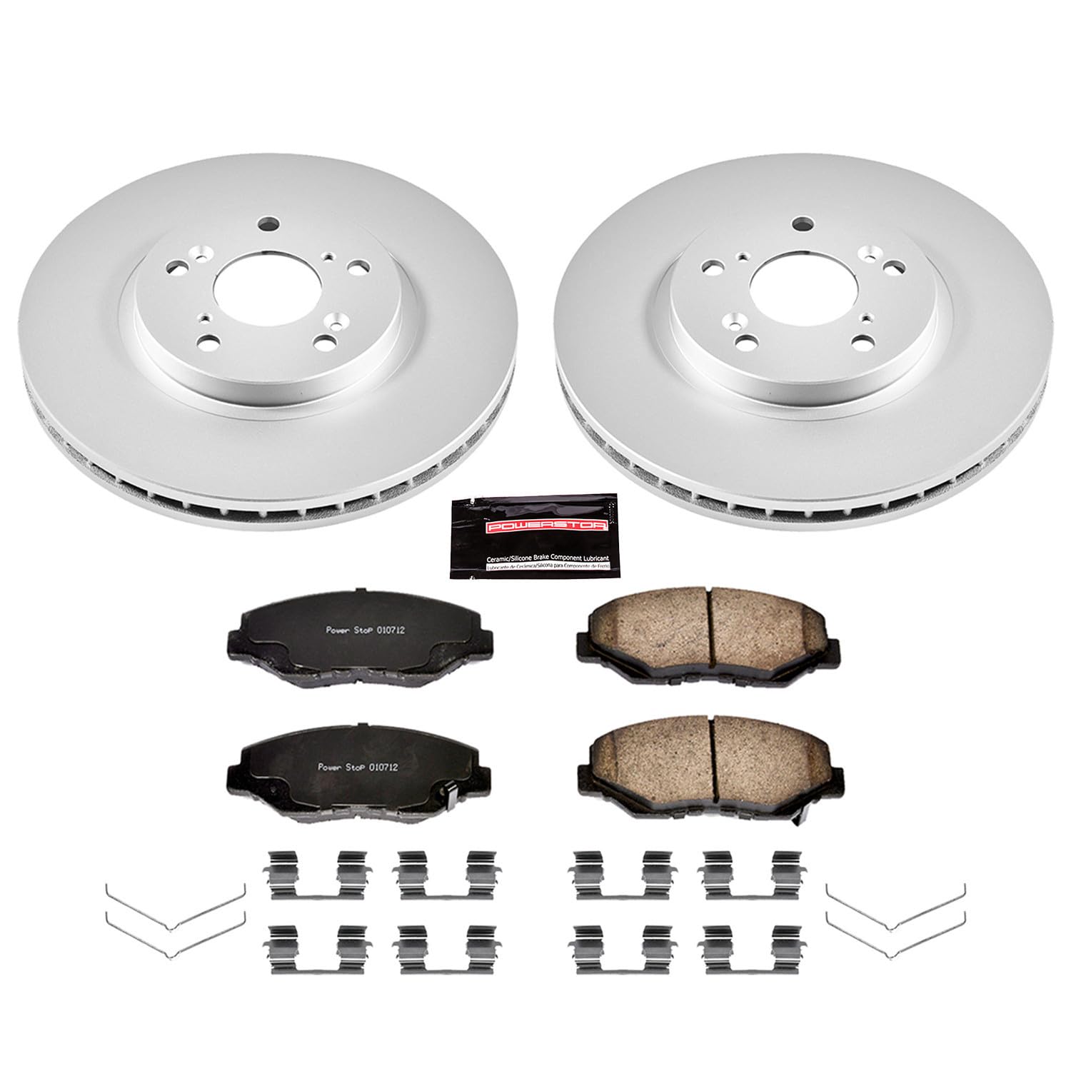 Power Stop Coated CRK2302 Brake Rotor & Ceramic Brake Pads- front For Honda Pilot 2003-2008 [Model Specific]