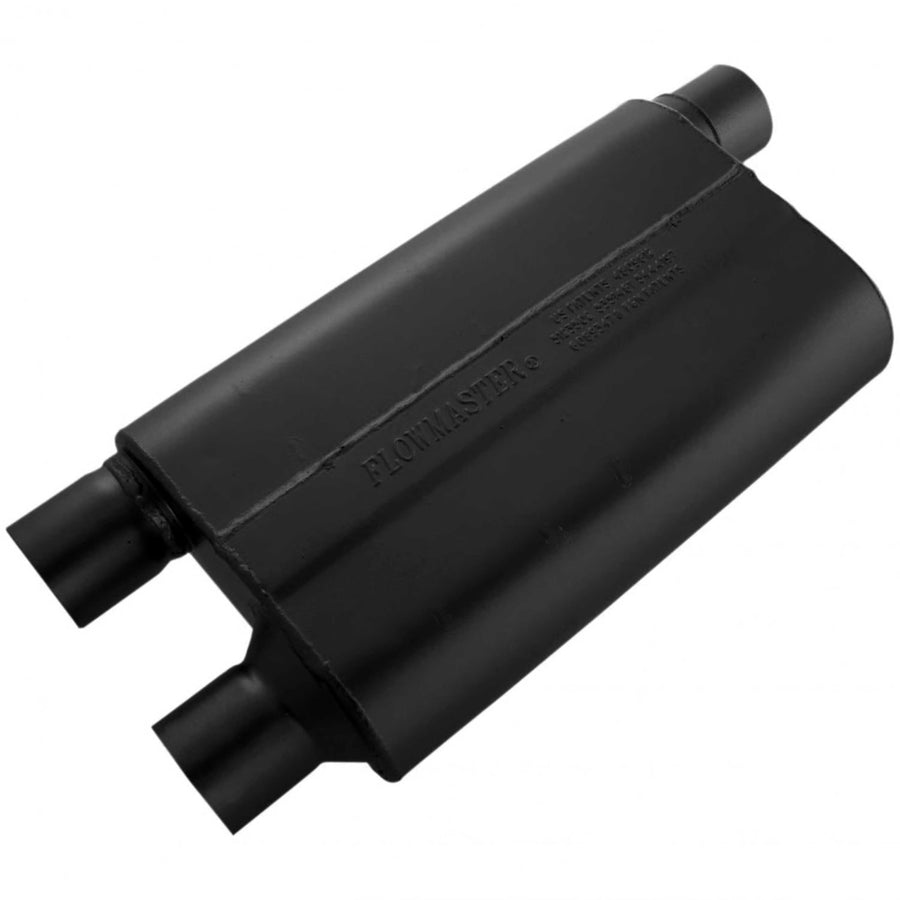 Flowmaster 80 Series Muffler Chambered – 2.50” - Offset In/Dual Out – Aggressive Sound – Aluminized Steel – Performance Exhaust for F-Body Vehicles (Camaro, Firebird, Trans Am) - Muscle Cars, 42583
